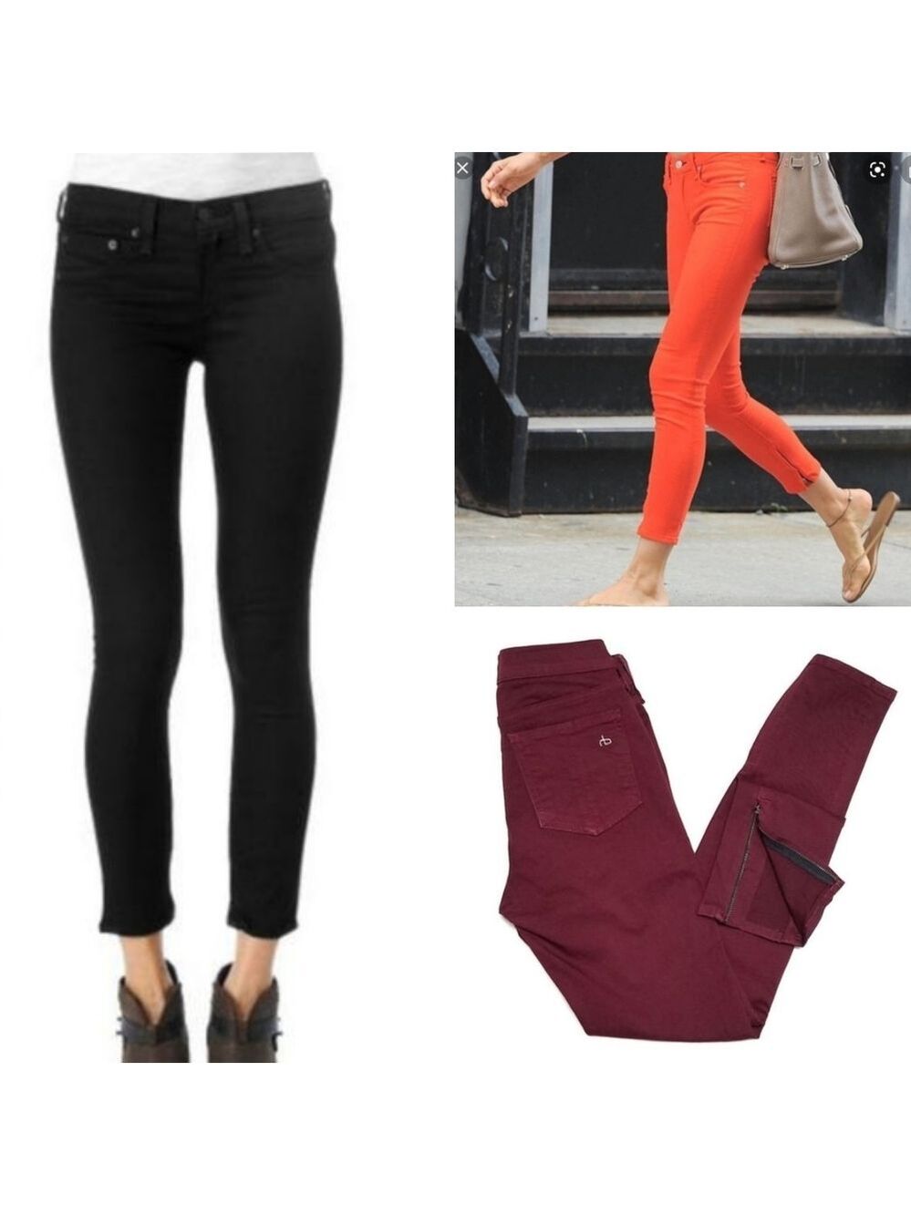 Rag & Bone Rare Burgundy Zipper Capri Mid Rise Ankle-Zip Jeans Store Exclusive